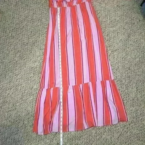 Old Navy Maxi Dress Pink Orange. Adjustable Spaghetti Strap. Layered. Sz Medium - Picture 8 of 10